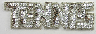 Tennis Word with Silver Sequins 1.5" x 5"