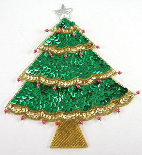 Tree Christmas Beads/Sequins/Star, 6" x 7"