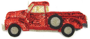 Classic Truck with Red Seqins and Beads 3.5" x 8"