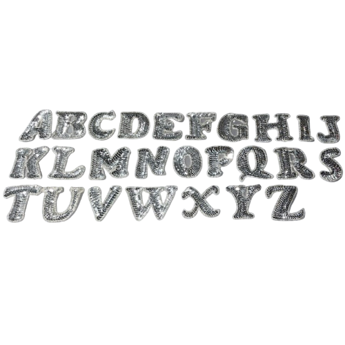 2.5" Silver Sequin & Bead Letter Applique CHOICE OF LETTER!