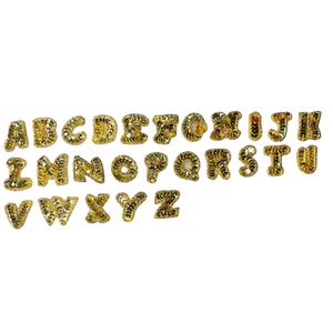 Gold 1" Letter Sequin & Bead Applique CHOICE OF LETTER!