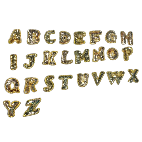 1.5" Gold Sequin Letters with Gold Beads - Choice of Letter
