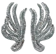 Leaf Pair with Silver Sequins 2.5" X 5.5"