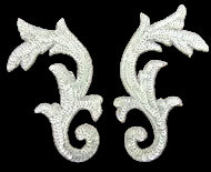 Leaf Pair - Ivory Sequins - Beads 7.5” x 4.25”