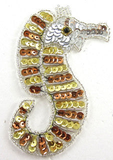 Sea Horse Bronze/Gold/Silver Sequins 4" x 3"