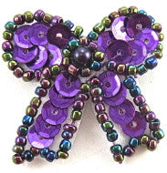Bow with Light Purple Sequins and Moonlight Beads 1.25" x 1.25"