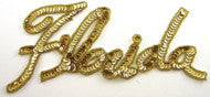 FLORIDA State Name with Gold Sequins and Beads
