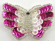 Butterfly Fuchsia/Iridescent Sequins 1.5" x 2"