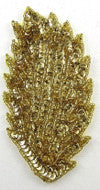 Hoja con Cuentas/Lentejuelas Doradas 5" x 1.5"