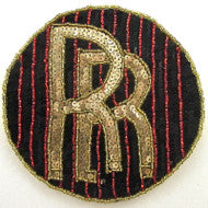 Emblema Rolls-Royce Negro Oro Rayas Rojas 5"