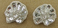 Seashell Pair Silver with Rhinestone 1" x 1.25"