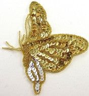 Butterfly with Gold and Silver Sequins and Beads 7" x 5"