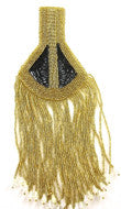 Epaulet - Black Sequins - Gold Beads - Crystals 10" x 3.5"
