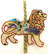 Load image into Gallery viewer, Carousel Lion with Multi-Color Sequins and Beads 7&quot; x 6&quot;
