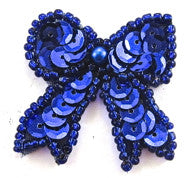Bow Royal Blue Sequins 1.5"