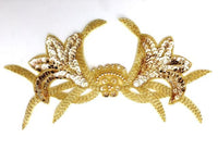 Designer Flower Motif Neckline with Gold Sequins and Beads 10