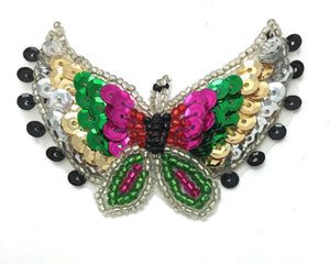 Butterfly with Multi-Colored Sequins and Beads 2.5" x 2"