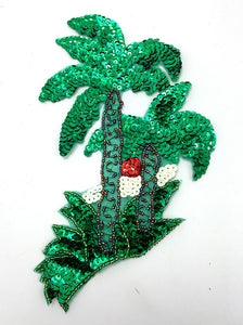 Palm Tree with Green Sequins and Beads 7.75" X 5.5"