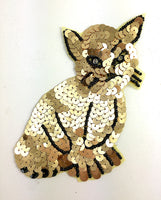 Cat with Gold Sequins and Black Beads 5