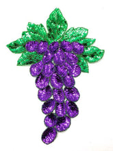 Load image into Gallery viewer, Grape with Leaf Purple and Green Sequins and Beads 12.5&quot; x 9&quot;