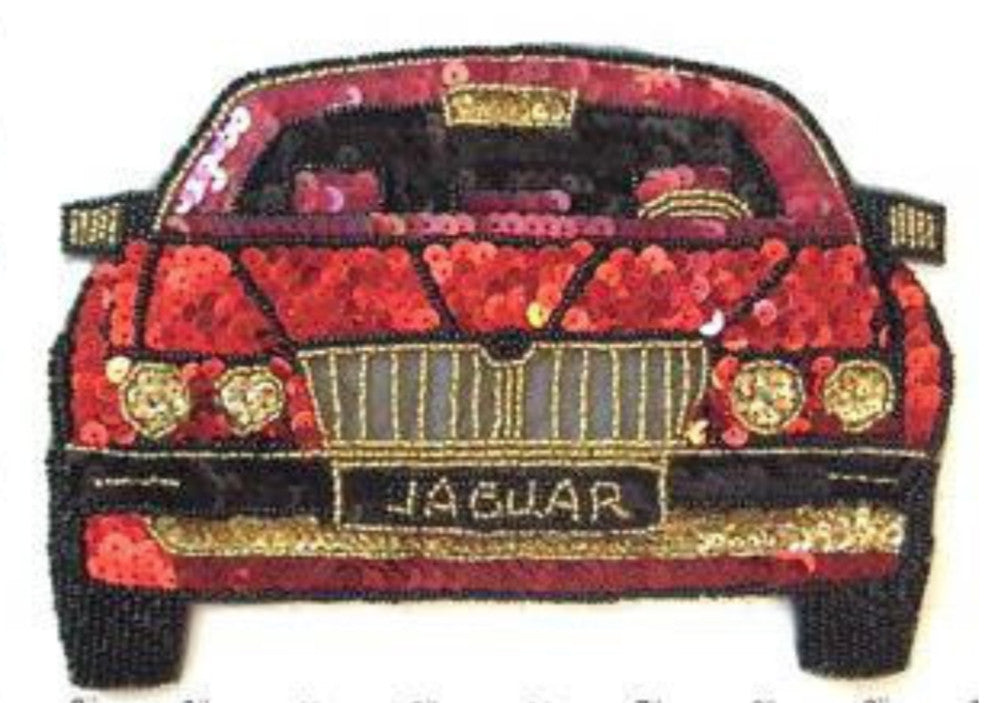 Jaguar with Red Gold Black Sequins and Beads 5.5