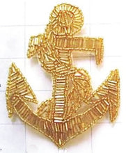 Load image into Gallery viewer, Anchor All Gold Beads and Rope 4.5&quot; x 3.5&quot; - Sequinappliques.com