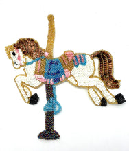 Load image into Gallery viewer, Carousel Horse with Multi-Color Sequins and Beads 9&quot; x 8.5&quot;