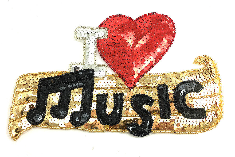 5 PACK Music Sequin and Beaded Word Applique 6