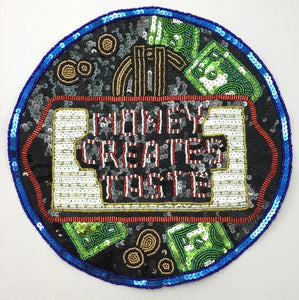 Money Creats Taste Patch with Multi-Colored Sequins and Beads 10.5"