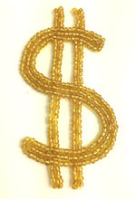 Load image into Gallery viewer, Dollar Sign, Gold Beads 3&quot; x 1.5&quot;
