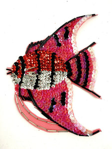 Fish with Red and Black Sequins and Beads 6.5" x 5"