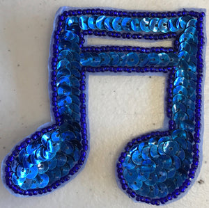 Double Note Royal Blue in Flat or Cupped Sequins 2.75" x 2.75"