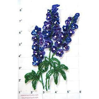 Bluebonnet flower appliqué with sequins and beads