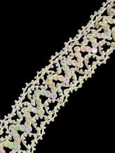 Load image into Gallery viewer, Trim with China White Sequins and Beads 1.25&quot; Wide, Sold by the Yard