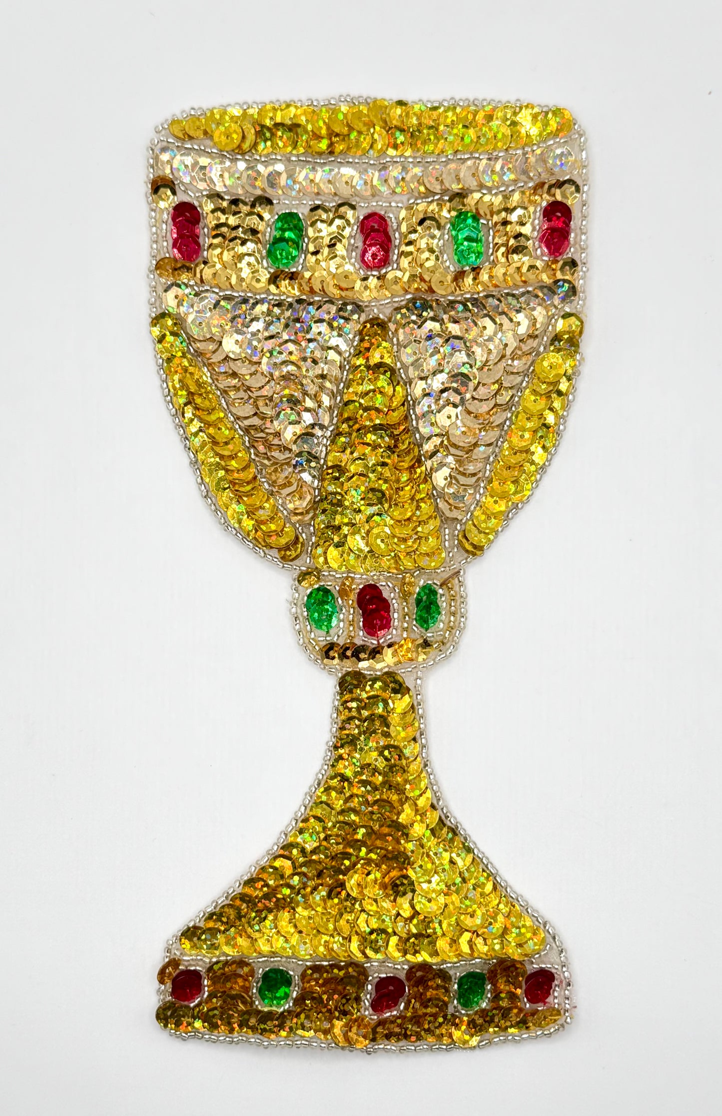 Medieval Goblet Cup with Multi-Color Sequins and Silver Beads 8.25" x 3.75"
