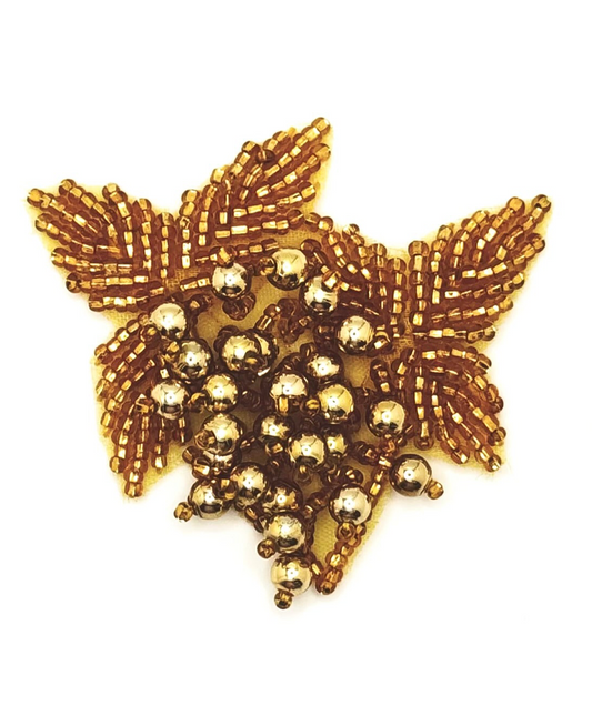 Beaded Accent Piece with Gold Beads 2" x 2.5"