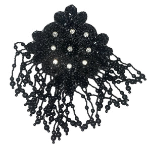 Epaulet with Black Beads and Rhinestones 7" x 5"