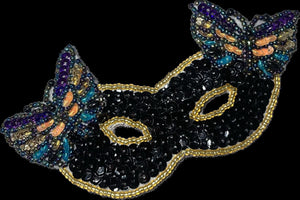 Mask with Butterfly Black Sequins 5.5" x 2.5"