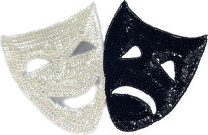 Mask Black and White Sequins Tragedy Comedy 10" x 7"