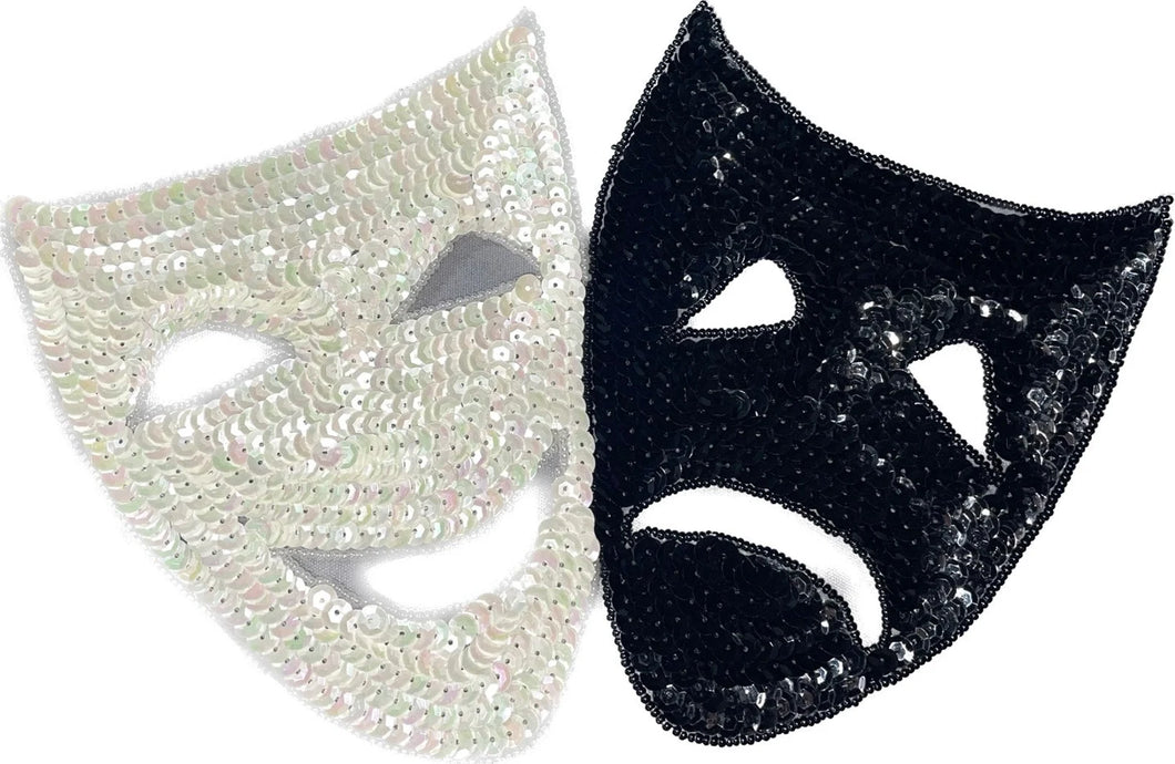 Mask Black and White Sequins Tragedy Comedy 10