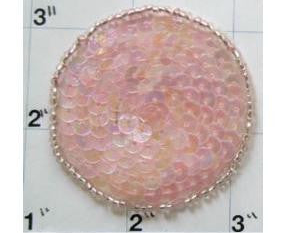 Pink Dot with Iridescent Pink Sequins and Silver Beads 2"