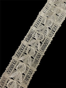 Trim with Three Rows Silver Bullion Thread 1.5" Wide, Sold by the Yard
