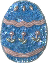 Load image into Gallery viewer, Blue Easter Egg Sequin Beaded 3.5&quot; x 2.5&quot;