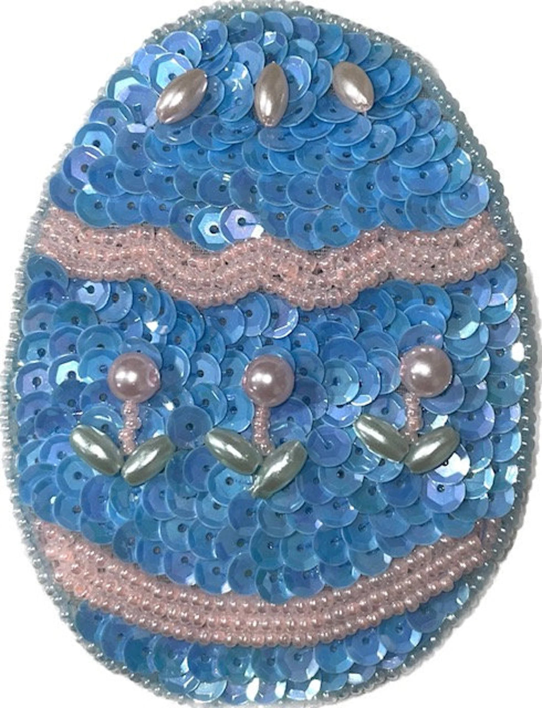 Blue Easter Egg Sequin Beaded 3.5