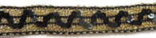 Load image into Gallery viewer, Trim with Gold Bullion Thread and Black Sequins 7/8&quot; Wide, Sold by the Yard