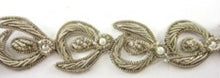 Load image into Gallery viewer, Silver and Gold Bullion Trim With White Pearl Beads 1&quot; Wide, Sold by the Yard