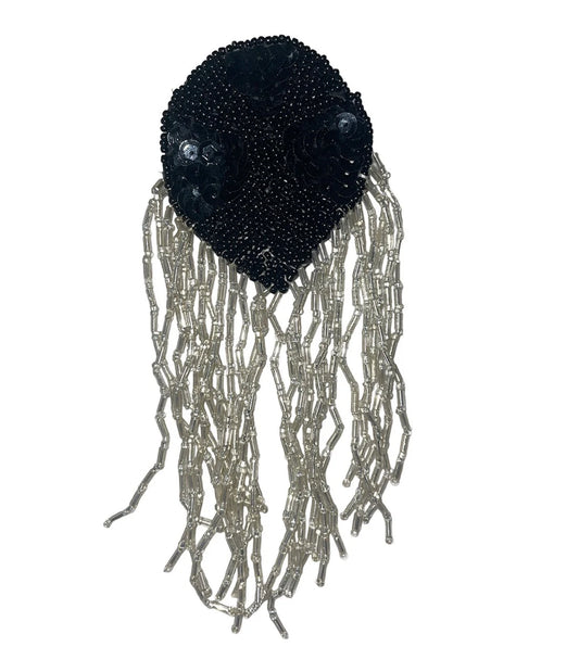 Epaulet Black with Silver Fringe 6" x 4"