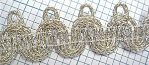 Trim with Silver Bullion Thread 2" Wide, Sold by the Yard