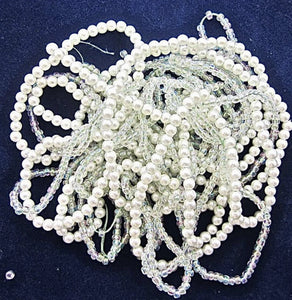 Loose Beads on String White & Iridescent 1/8" Wide Beads, 1.3oz bag