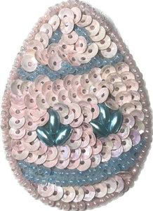 Pink Easter Egg Sequin Beaded 2" x 1.5"